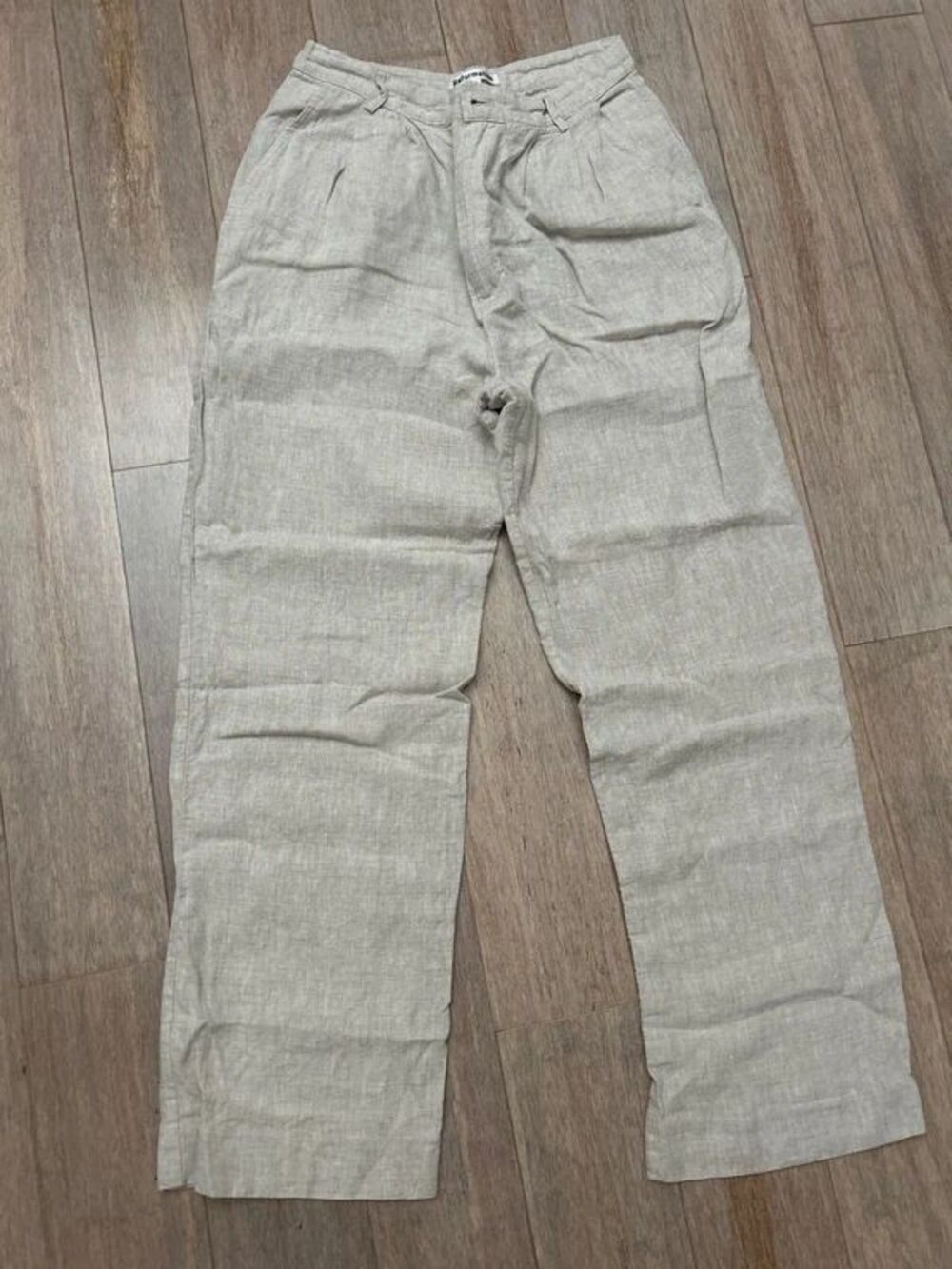 Reformation oatmeal linen straight leg pants size 8